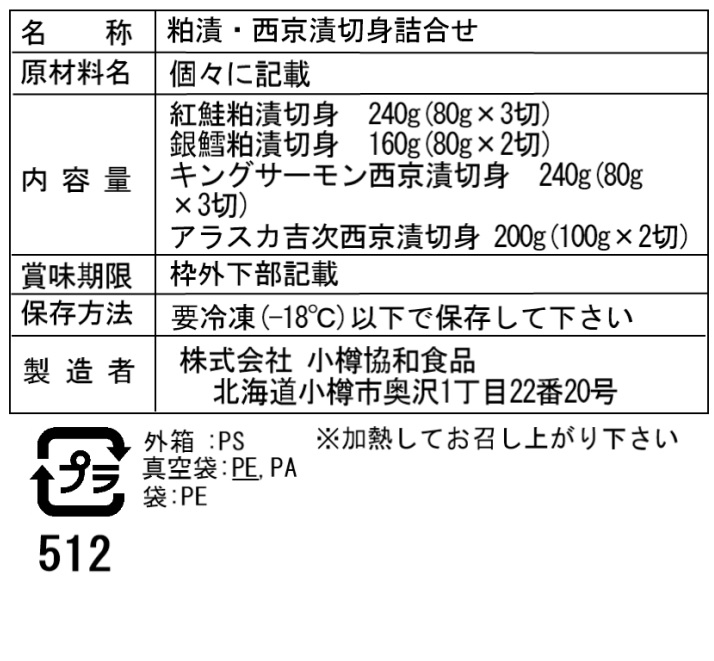 粕漬・西京漬 切身 詰合せ Bセット 10枚 - 特産品・食品のネット卸