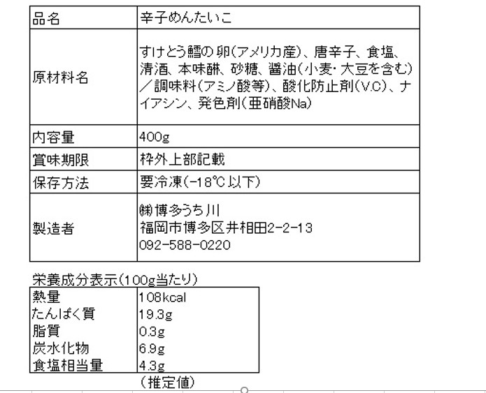 (600g×3)　「博多うち川」　切子　無着色辛子明太子　福岡　特産品・食品のネット卸・仕入れはシイレル