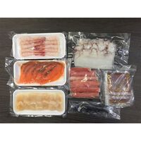 海鮮しゃぶしゃぶセット （生ずわいがに200g、たこ100g、生甘海老×10本、生帆立貝柱100g、サーモン100g、昆布、たれ）