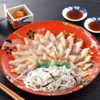「関とら本店」 ふくたたき刺身セット （真ふぐたたき刺身55g、とらふぐ皮20g、ふくポン酢10g×2、とらふぐヒレ5枚） / ふく ふぐ フグ てっさ 送料無料