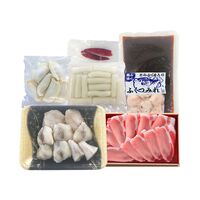 「関とら本店」 旨辛ふくチゲ鍋黒豚しゃぶしゃぶ （ごまふぐちり250g、しゃぶしゃぶ用豚肉150g、トッポッキ100g、鍋用餃子96g、ふぐつみれ80g） / ふく ふぐ フグ てっちり 送料無料