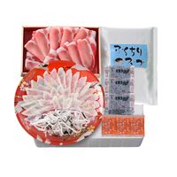 「関とら本店」 海と丘の豚しゃぶ食べ比べ （真ふぐ霜降り刺身しゃぶしゃぶ用45g、とらふぐ皮20g、しゃぶしゃぶ用豚肉150g） / ふく ふぐ フグ てっちり 送料無料