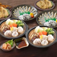 「関とら本店」ふくたたき刺身とふく個食鍋セット （真ふぐ寄せ鍋300g×2、真ふぐたたき刺身20g×2、とらふぐ皮20g×2、ふぐ唐揚げ80g×2、とらふぐ塩辛60g×2） / ふく ふぐ フグ てっさ てっちり 送料無料