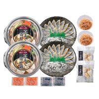 「関とら本店」ふくたたき刺身とふく個食鍋セット （真ふぐ寄せ鍋300g×2、真ふぐたたき刺身20g×2、とらふぐ皮20g×2、ふぐ唐揚げ80g×2、とらふぐ塩辛60g×2） / ふく ふぐ フグ てっさ てっちり 送料無料