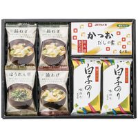 美味心 和風バラエティギフト EM-AE 4227-018 (味噌汁(油あげ、ほうれん草各1個、長ねぎ2個)、かつおだしの素1個、白子のり味のり2個) / 味噌汁 インスタント 詰め合わせ セット 送料無料