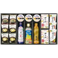 美味心 和風バラエティギフト EM-EON 4227-068 (味噌汁(油あげ、ほうれん草、長ねぎ)、かつおだしの素各2個、生しょうゆ・醤油、日清キャノーラ油各1本、白子のり味のり3個、Lフレーク3缶) / 味噌汁 インスタント 詰め合わせ セット 送料無料