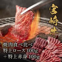 宮崎牛 焼肉食べ比べ 特上ロース100g＋特上赤身100g / 牛肉 ギフト 送料無料