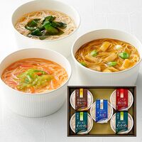 【お歳暮】奈良 「池利」 カップで手軽にお湯かけスープ素麺（柚子香るわかめにゅうめん×2、和風だしカレーにゅうめん、豆乳仕立てオマール海老にゅうめん、しょうが鶏白湯にゅうめん×各1）《お届け期間：11月18日～12月25日》 / そうめん 常温 ギフト 送料無料