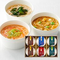 【お歳暮】奈良 「池利」 カップで手軽にお湯かけスープ素麺（柚子香るわかめにゅうめん、和風だしカレーにゅうめん×各2、豆乳仕立てオマール海老にゅうめん、しょうが鶏白湯にゅうめん×各1）《お届け期間：11月18日～12月25日》 / そうめん 常温 ギフト 送料無料