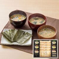 フリーズドライみそ汁＆有明味のりセット（マルコメ京懐石(野菜・きのこ・長ねぎ各2個)・白子有明味のり(8切8枚)5個） NF-BO 1219-072 / 常温 送料無料 味噌汁 海苔 セット