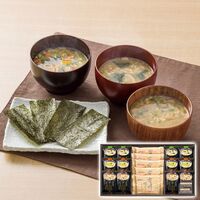フリーズドライみそ汁＆有明味のりセット（マルコメ京懐石(野菜・きのこ・長ねぎ各4個)・白子有明味のり(8切8枚)5個） NF-CO 1219-096 / 常温 送料無料 味噌汁 海苔 セット