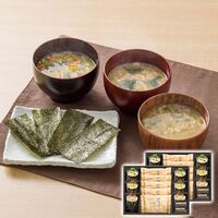 フリーズドライみそ汁＆有明味のりセット（マルコメ京懐石(野菜・きのこ・長ねぎ各4個)・白子有明味のり(8切8枚)10個） NF-DO 1219-109 / 常温 送料無料 味噌汁 海苔 セット