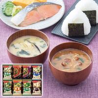 アマノフーズ おみそ汁お楽しみギフト（いつものおみそ汁贅沢(なめこ・焼なす)・いつものおみそ汁(長ねぎ・とうふ・ほうれん草・野菜・小松菜・里いも)各1個） 100M 1221-015 / 常温 送料無料 味噌汁 セット