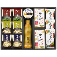 美味心 和風バラエティギフト（味噌汁(油あげ・ほうれん草・長ねぎ)・かつおだしの素各2個・天然醸造醤油1本・白子のり味のり3個・シーチキンLフレークgABA入り×1缶） EM-COS 1228-045 / 常温 送料無料 セット