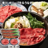 香川 オリーブ牛すき焼き用＆うなぎ蒲焼セット / 冷凍 送料無料
