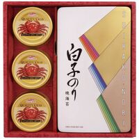 白子のり のり・かに缶詰合せ（焼のり(板のり2切8枚2袋)1缶・まるずわいがにほぐし肉3缶） SN-300 1248-059 / 常温 送料無料 セット