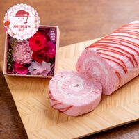 【母の日】 完熟いちごロール＆プリザーブドフラワー KJ-ROL1PRZ 1854-244 【二重包装不可】《お届け期間：2026年5月8日～2026年5月10日》 / 冷凍 送料無料 セット ギフト ロールケーキ プリザーブドフラワー