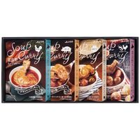 【母の日】 富良野スープカレーセット（チキンレッグ入、厚切り豚バラ肉入、ほたて2個入、えび出汁鶏手羽元入×各1個）  FSC-40 1854-840 【二重包装不可】《お届け期間：2026年5月8日～2026年5月10日》 / 常温 送料無料 セット ギフト カレー 北海道