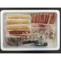 北海道 海鮮しゃぶしゃぶセット（生ずわいがに棒ポーション×1、たこスライス×3、生甘海老(尾付むき海老)10本×2、生帆立貝柱スライス×3、トラウトサーモンスライス×2、だし用昆布×2、たれ(しゃぶしゃぶ用)×8） / 冷凍 送料無料 詰め合わせ