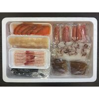 北海道 海鮮しゃぶしゃぶセット（生ずわいがに棒ポーション×1、たこスライス×4、生甘海老(尾付むき海老)10本×4、生帆立貝柱スライス×3、トラウトサーモンスライス×4、だし用昆布×2、たれ(しゃぶしゃぶ用)×10） / 冷凍 送料無料 詰め合わせ