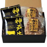 【父の日】 神戸ビーフハンバーグ＆カレー詰合せ（ハンバーグ×2、カレー×2） 3784-35 1856-123 【二重包装不可】《お届け期間：2026年6月19日～2026年6月21日》 / 冷凍 送料無料 セット ギフト ハンバーグ カレー