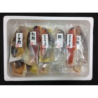 漬け魚切身詰合せ（秋鮭甘味噌漬切身2、しまほっけ甘味噌漬切身×2、トラウトサーモン粕漬切身×2、真鱈粕漬切身×2、紅鮭西京漬切身×2、キングサーモン西京漬切身×1、真いか粕漬け×1） / 冷凍 送料無料 セット