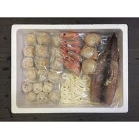 海鮮つみれ鍋（かに入つみれ×4個、えび入つみれ×4個、とりごぼうつみれ×4個、たこ入つみれ×6個、ボイル海老×6尾、ボイル帆立×3個、ツボ抜きいか×1尾、冷凍うどん×1玉、たれ(濃縮：醤油仕立て)×2袋） / 冷凍 送料無料 鍋セット