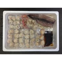 海鮮つみれ鍋（かに入つみれ×8個、えび入つみれ×8個、とりごぼうつみれ×8個、たこ入つみれ×12個、ボイル海老×6尾、ボイル帆立×3個、ボイルつぶ×1袋、ツボ抜きいか×1尾、冷凍うどん×1玉、たれ(濃縮：醤油仕立て)×3袋） / 冷凍 送料無料 鍋セット