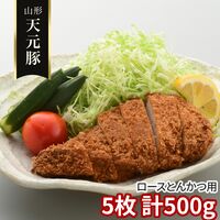 山形 天元豚 ロースとんかつ用5枚 計500g / 冷凍 送料無料 豚肉 国産
