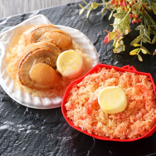 北海道 「札幌バルナバフーズ」 バター香る 紅ずわい蟹ごはんと帆立ごはん