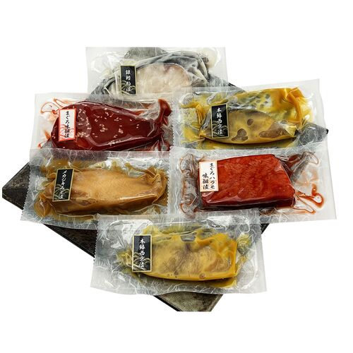 静岡 「焼津いまる井川商店」 漬け魚4種セット （本鰆×2、銀だら×1、カジキ×1、まぐろ×1、まぐろハラモ×1）