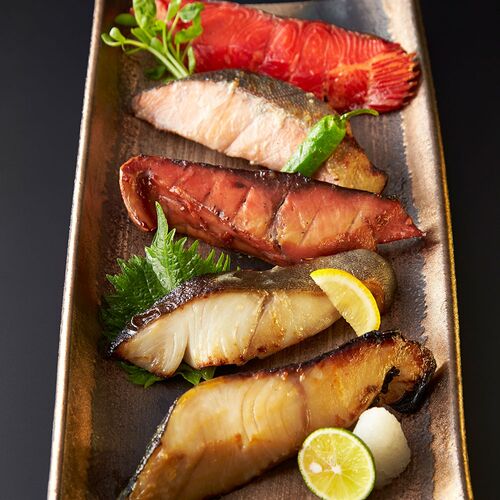 静岡 「焼津いまる井川商店」 漬け魚4種セット （本鰆×2、銀だら×1、カジキ×1、まぐろ×1、まぐろハラモ×1）