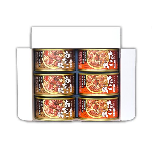 宮城 「木の屋石巻水産」 木の屋のご飯缶2種セット (あなご飯、たこ飯 各3個) (ギフト箱)