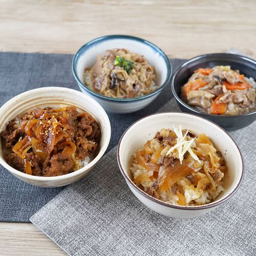 「デリシャエール」 ブランド和牛4種丼の具セット （神戸牛、松阪牛、近江牛、米沢牛）