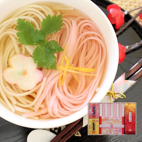 優雅 ～紅白うどんの詰合せ～ （讃岐うどん5束、梅うどん4束、純金茶、紀州南高梅）優雅 ～紅白うどんの詰合せ～ （讃岐うどん5束、梅うどん4束、純金茶、紀州南高梅）