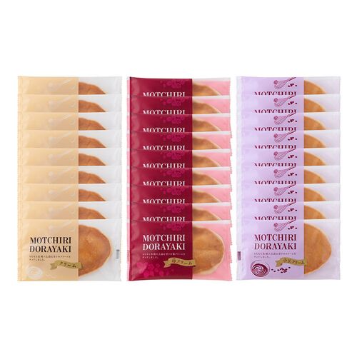 もっちりどら焼き3種セット （クリーム、苺クリーム、小豆クリーム）×各9