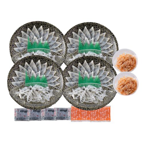 「関とら本店」 とらふく刺身・とらふく塩辛セット （とらふぐ刺身15g×4、とらふぐ皮20g×4、とらふぐ塩辛60g×2） / ふく ふぐ フグ てっさ 送料無料
