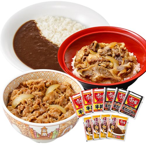 「すき家」 牛丼の具・牛カルビ丼の具・横濱カレーセット （牛丼の具135g、牛カルビ丼の具120g×各3個、横濱カレー220g×4個） / 送料無料