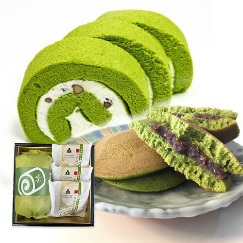 茶游堂ロールケーキ1本 京・宇治どら焼き3個 詰め合わせ / 抹茶 和菓子 セット 送料無料