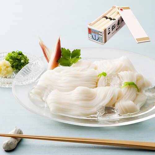 【倉入れ】奈良 「池利」 三輪素麺 ミニ木箱（ケース入数：20 , ロット：2）