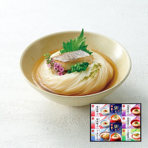 【お中元】奈良 「池利」 5種の味わい三輪素麺 一膳仕立（鯛素麺、肉味噌担々素麺、南高梅素麺 各2食／夏野菜素麺、カレー素麺 各1食）《お届け期間：6月17日～8月9日》