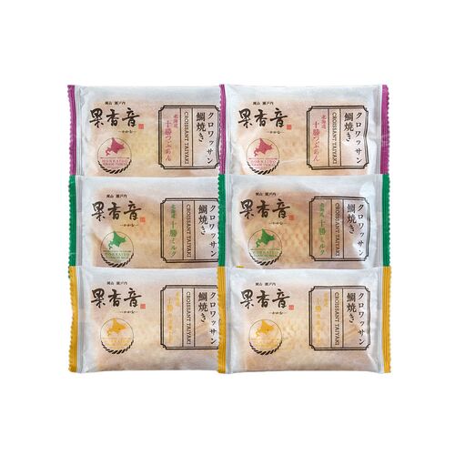 北海道 十勝クロワッサン鯛焼き3種セット（十勝つぶあん90g×2、十勝ミルク90ｇ×2、十勝カスタード90ｇ×2）