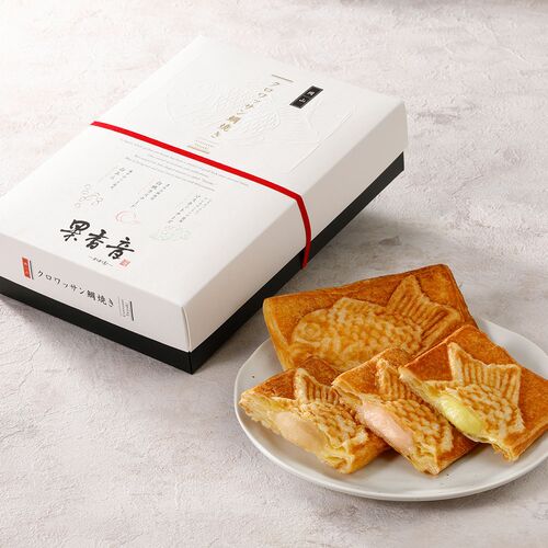 岡山 クロワッサン鯛焼き 3種ギフトセット（白あん90g×3、白桃カスタード90ｇ×3、マスカットチーズ90ｇ×3）