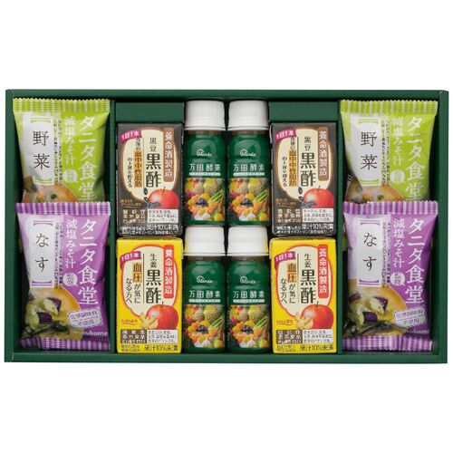 健康おもいやりギフト KKO-BE 4225-064 (万田酵素ドリンクタイプ4本、養命酒製造(生姜黒酢・黒豆黒酢各2本)、マルコメフリーズドライ) / 詰め合わせ セット 送料無料