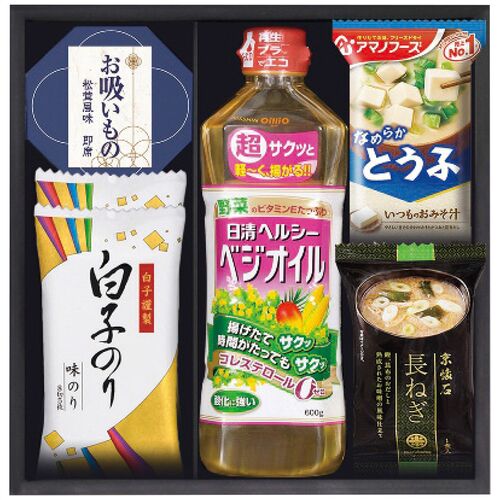 彩 味ノ蔵 食卓セット TG-B 4229-012 (白子味のり2袋、永谷園お吸いもの松茸風味1個、アマノとうふおみそ汁、マルコメ京懐石長ねぎのおみそ汁各1袋、ヘルシーベジオイル1本) / 味噌汁 インスタント 詰め合わせ セット 送料無料