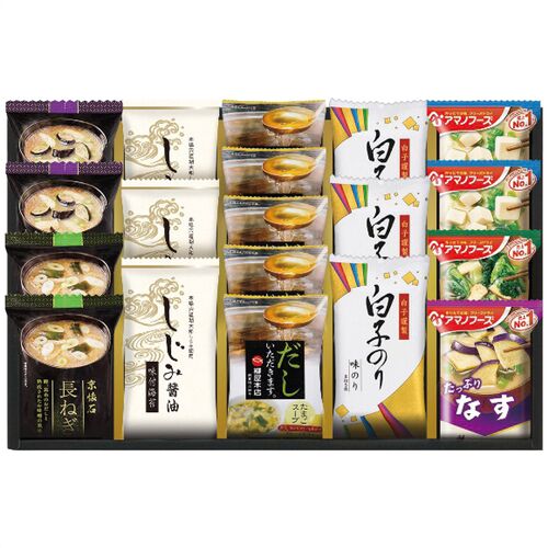 彩 味ノ蔵 フリーズドライバラエティセット F-CJ 4229-062 (たまごスープ5袋、しじみ醤油味付海苔、白子味のり各3袋、マルコメ京懐石おみそ汁、アマノおみそ汁) / インスタント 詰め合わせ セット 送料無料