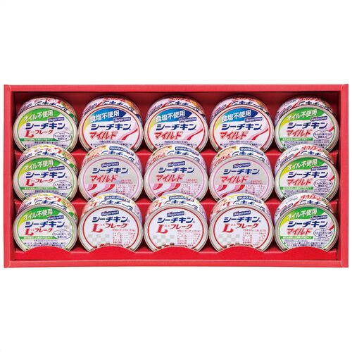 はごろもフーズ シーチキンギフト SET-40B 4240-030 (オイル不使用Lフレーク、Lフレーク、食塩不使用マイルド、オイル不使用マイルド、マイルド各3缶) / シーチキン 詰め合わせ セット 送料無料