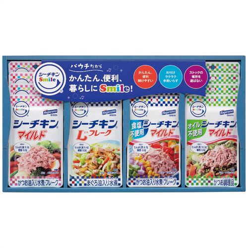はごろもフーズ シーチキンSmileギフト SML-30A 4240-080 (マイルド、Lフレーク、食塩不使用マイルド、オイル不使用マイルド各4個) / シーチキン 詰め合わせ セット 送料無料
