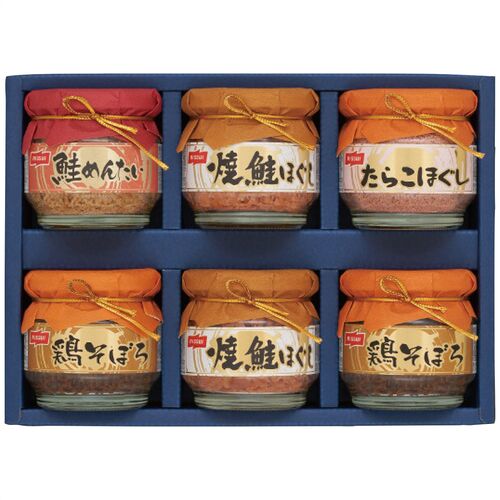 ニッスイ 瓶詰ギフト BA-30E 4242-072 (焼鮭ほぐし、鶏そぼろ各2瓶、たらこほぐし、鮭めんたい各1瓶) / 詰め合わせ セット 送料無料