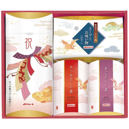 マルトモ 祝シリーズ かつおパック詰合せ 祝-30KR 4253-037　(花つや削り、かつおだしの素、あごだしの素、フリーズドライ(卵スープ・海藻のお吸い物各5個)各1箱) / かつお節 詰め合わせ セット 送料無料